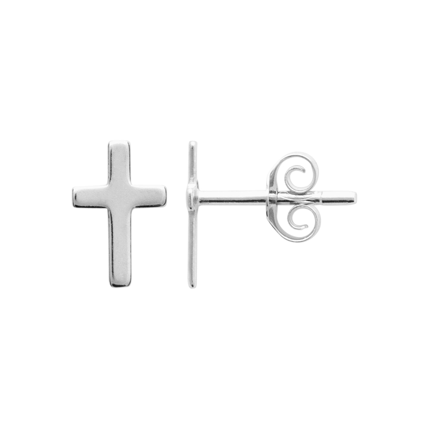 Boucles d'oreilles puces croix  en argent