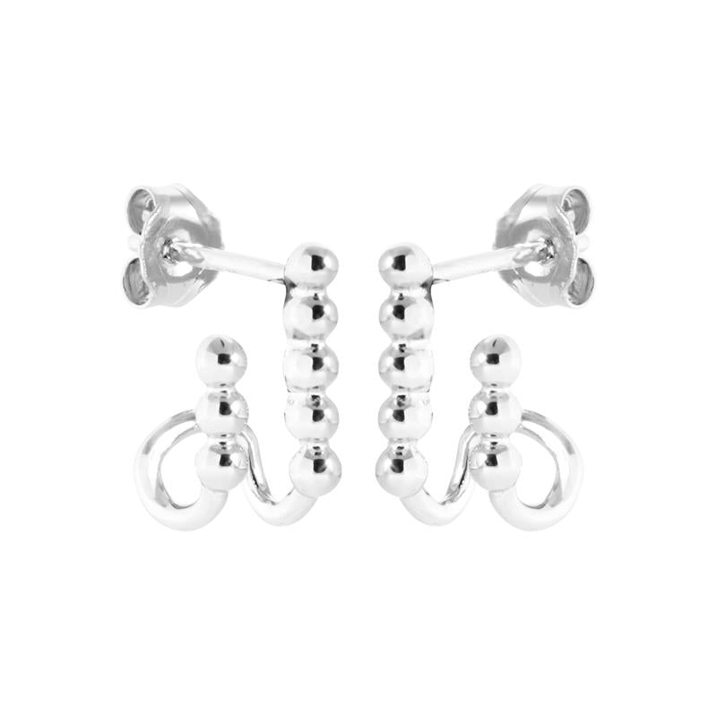 Boucles d'oreilles doubles perlées en argent