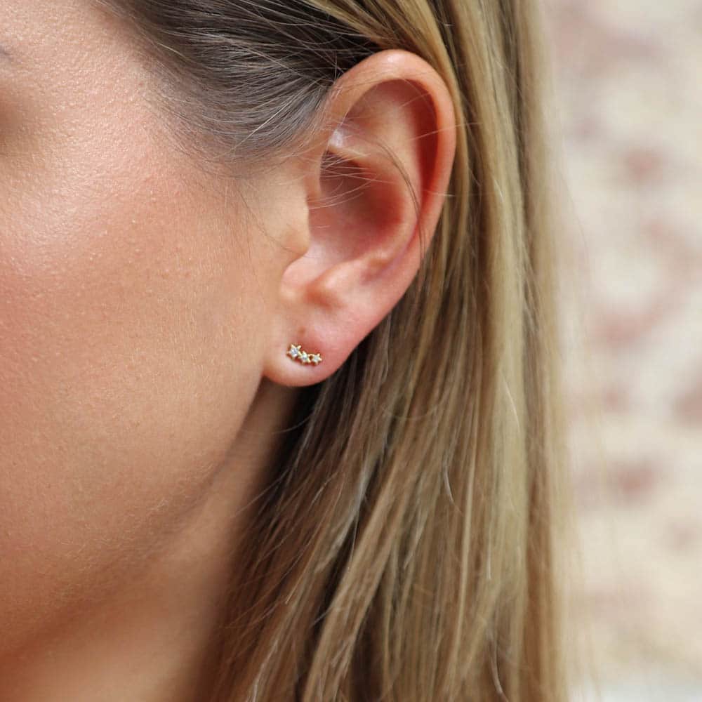 Boucles d'oreilles 3 petites étoiles plaqué or