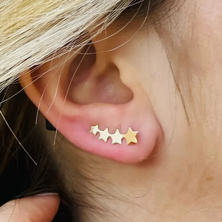 Boucles d'oreilles 4 étoiles montantes plaqué or