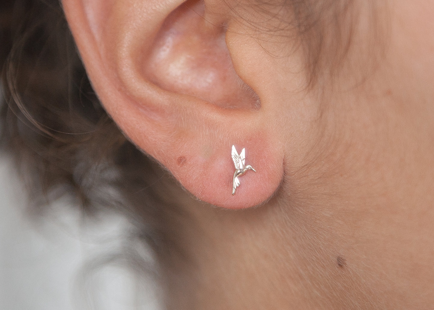 Boucles d'oreilles colibri plaqué or