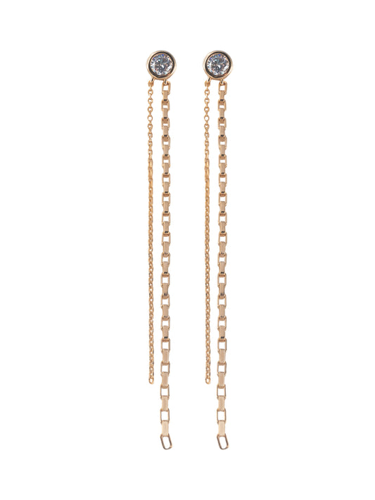 Boucles d'oreilles chaîne strass plaqué or