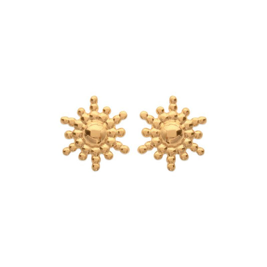 Boucles d'oreilles puce petit soleil plaqué or