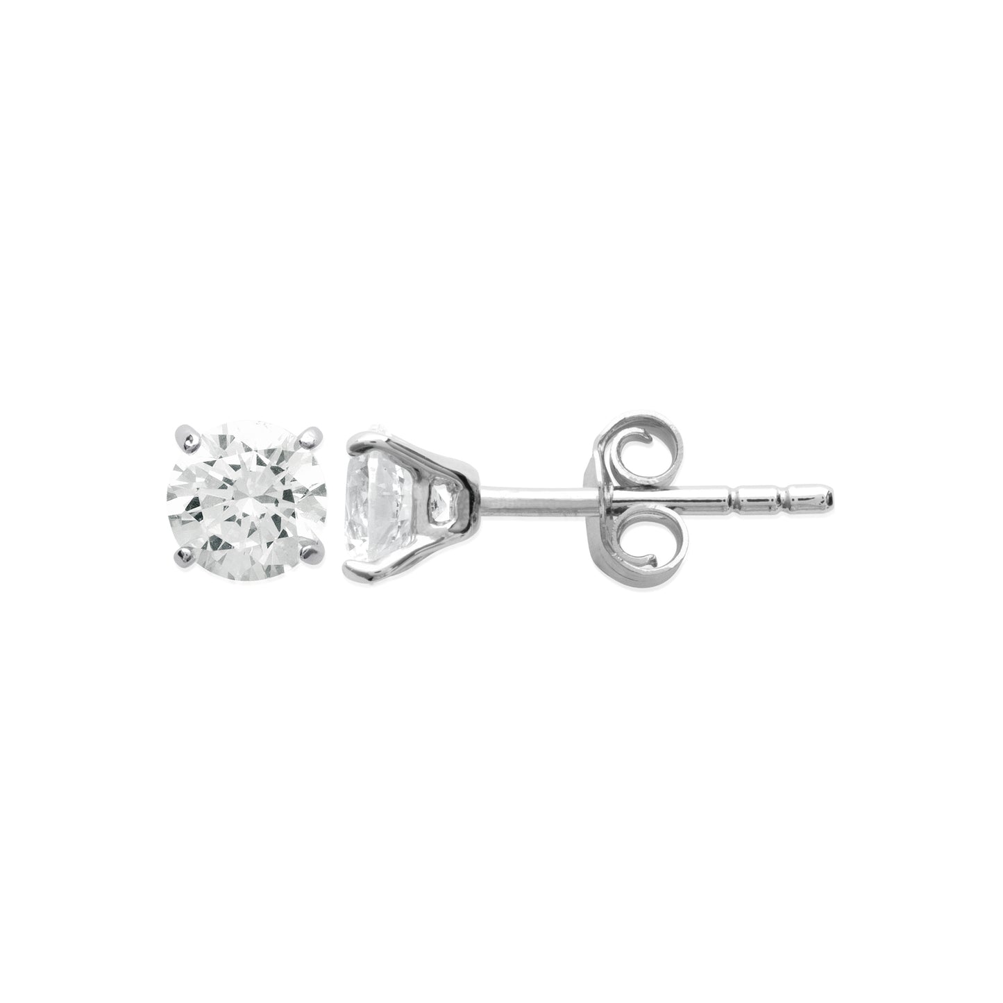 Boucles d'oreilles oxydes de zirconium blancs serti griffes en argent