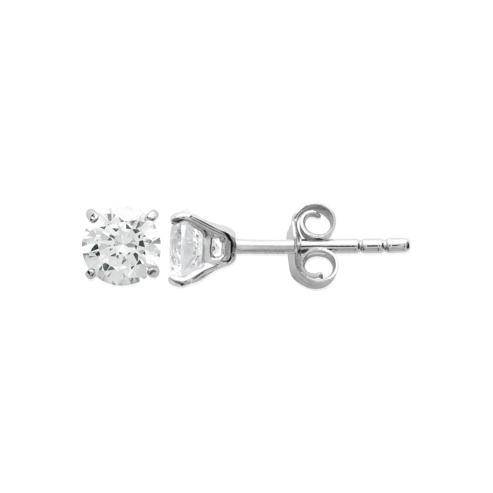 Boucles d'oreilles oxydes de zirconium blancs serti griffes en argent