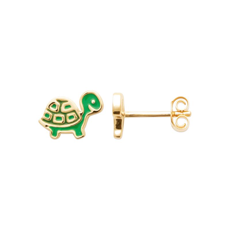Boucles d'oreilles tortues plaqué or pour enfants