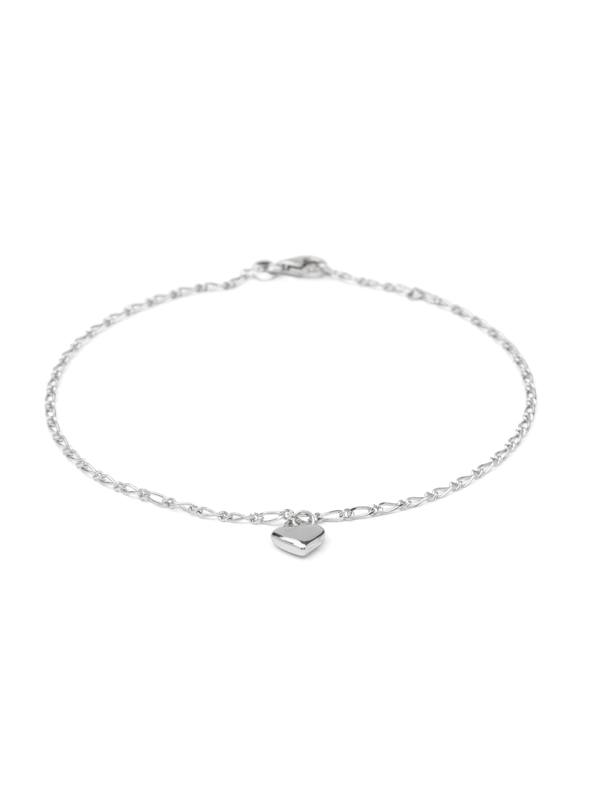 Chaîne de cheville coeur en argent