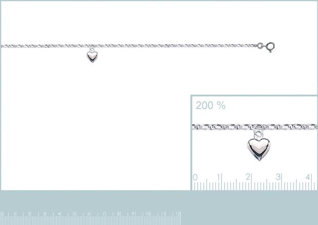 Chaîne de cheville coeur en argent