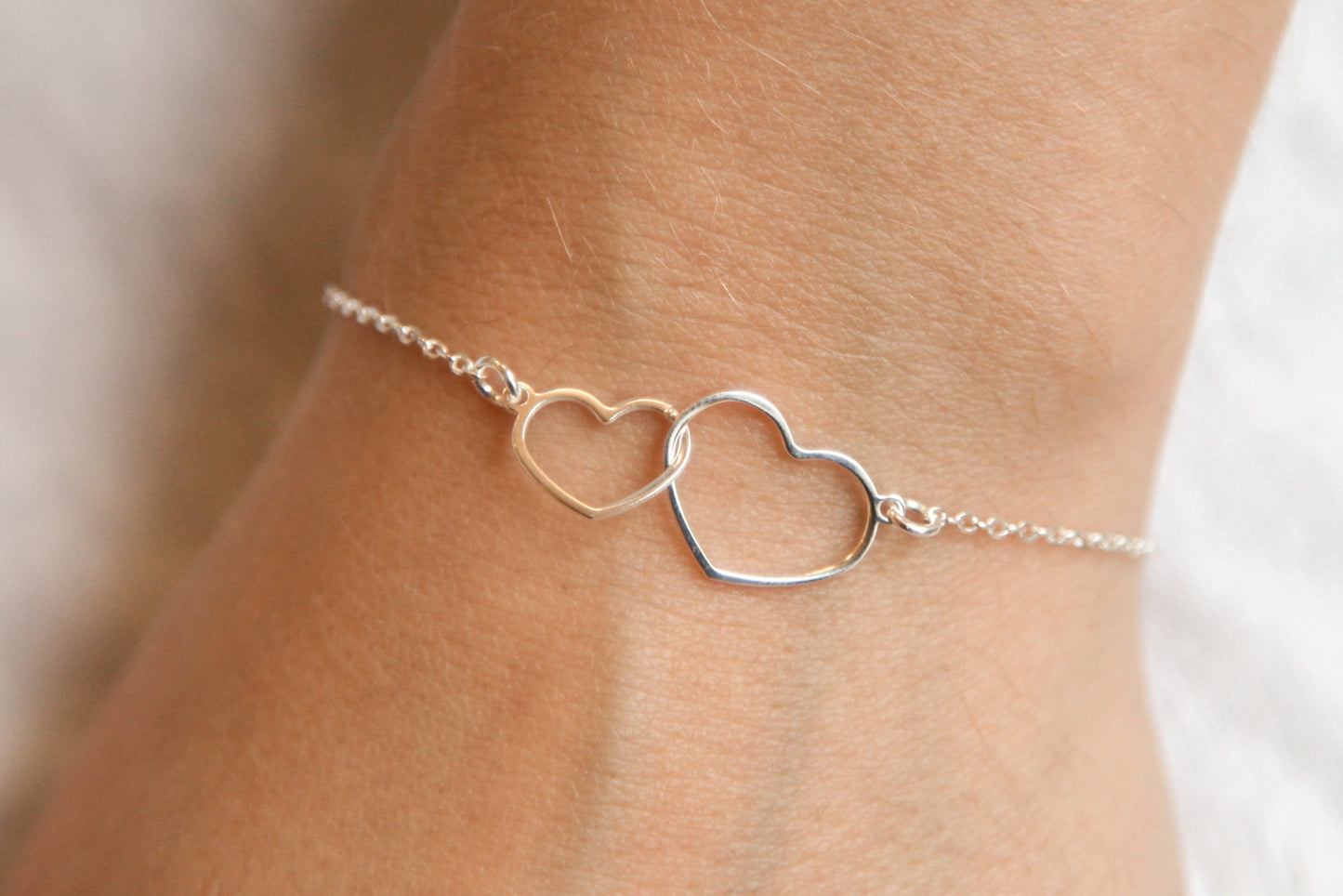 Bracelet 2 coeurs en argent