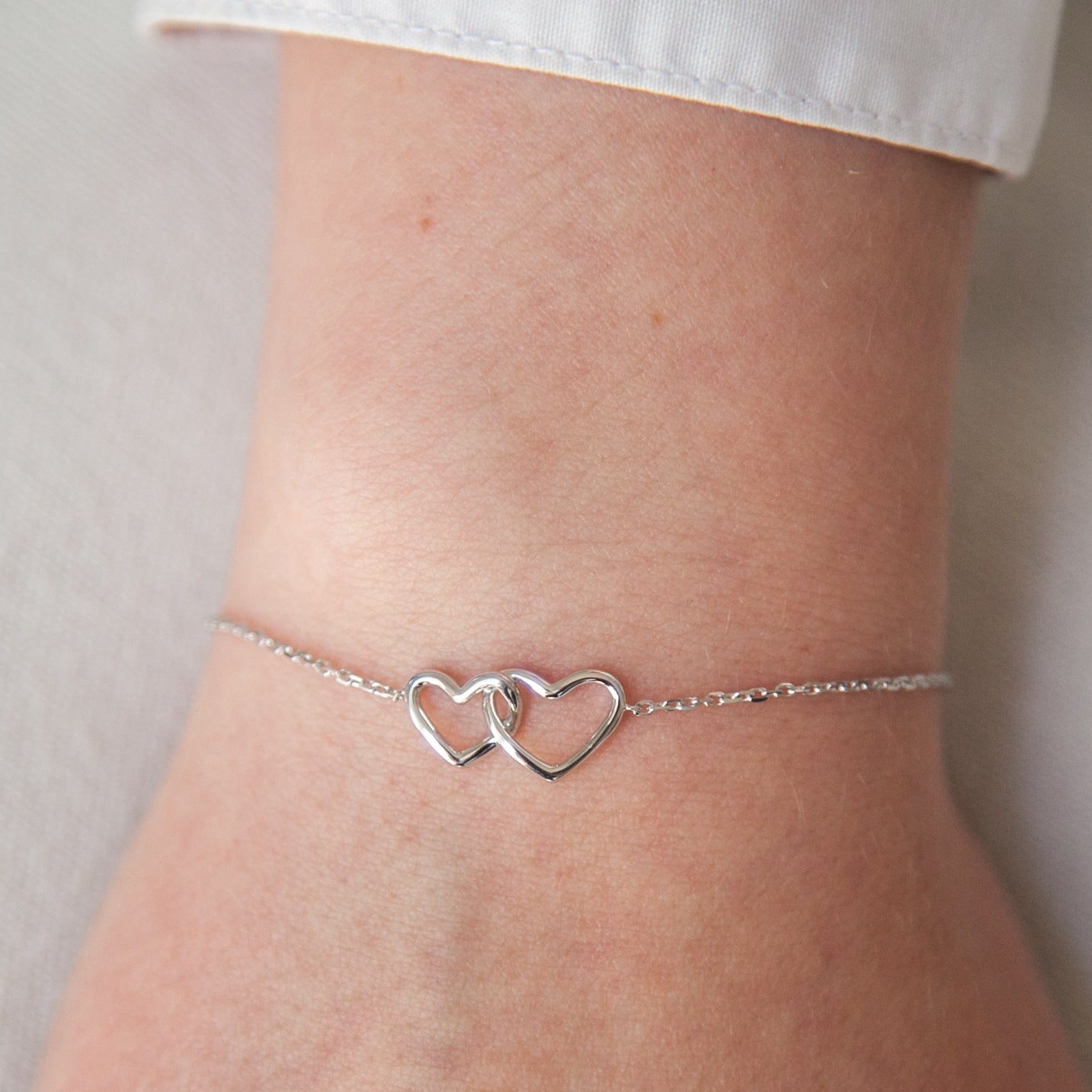 Bracelet Double Chat et Coeur ❤ couleur or ou argent pour Femme