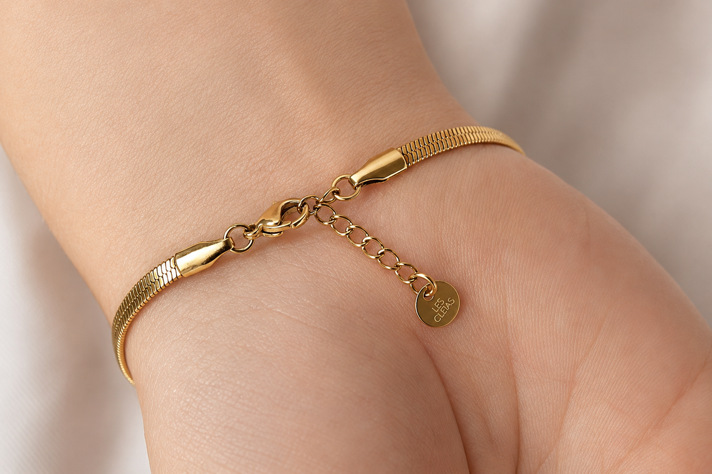 Bracelet maille miroir acier inoxydable doré