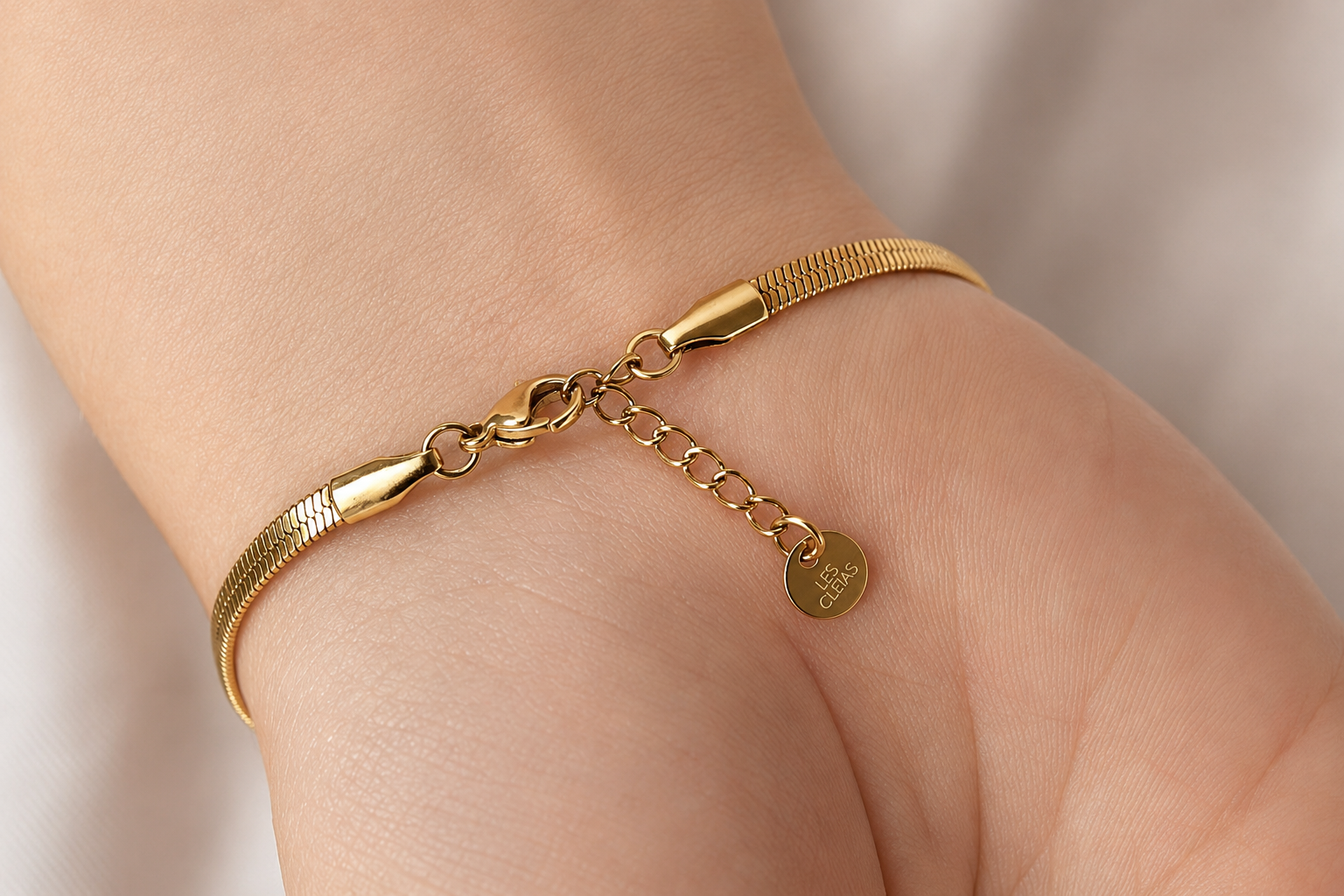 Bracelet maille miroir acier inoxydable doré