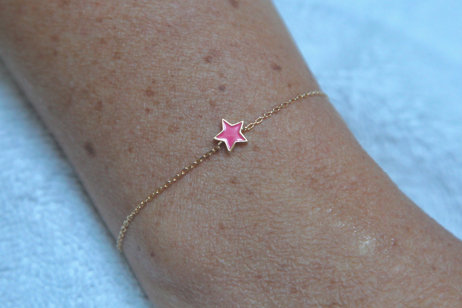 Bracelet Enfant Plaqué Or 16 Carats avec Etoile Émaillée