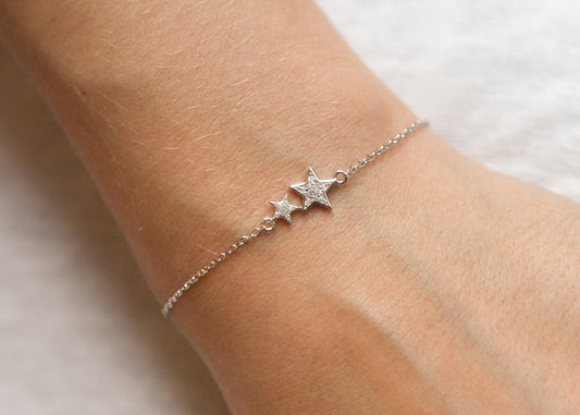 Bracelet étoiles avec strass en argent