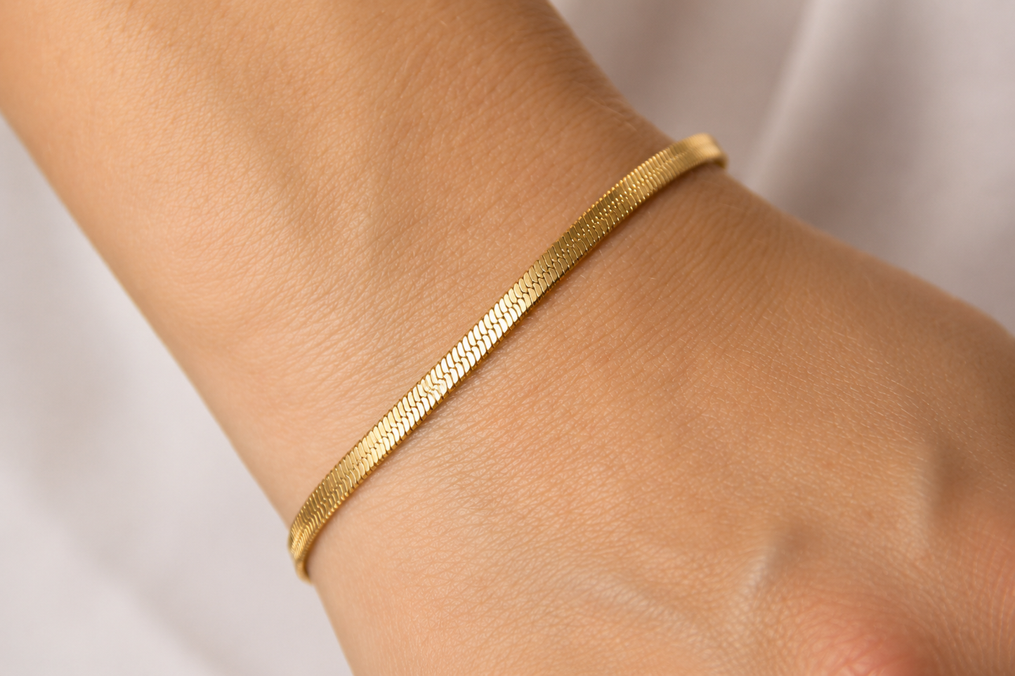 Bracelet maille miroir acier inoxydable doré