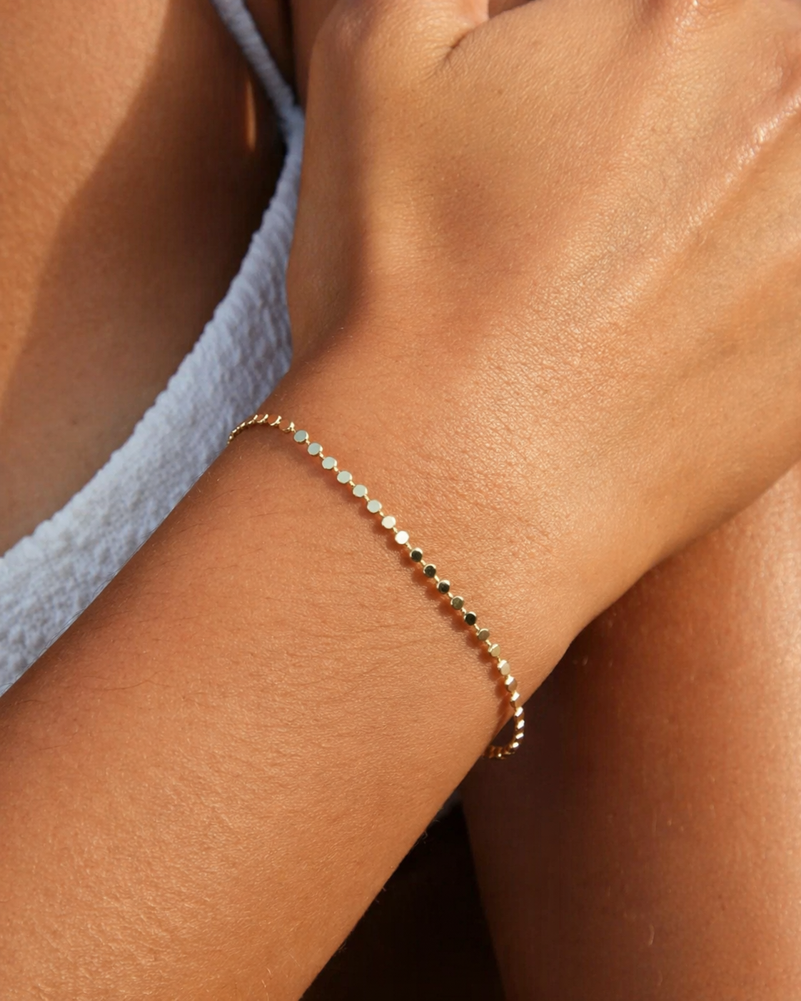 Bracelet mini pastilles plaqué or