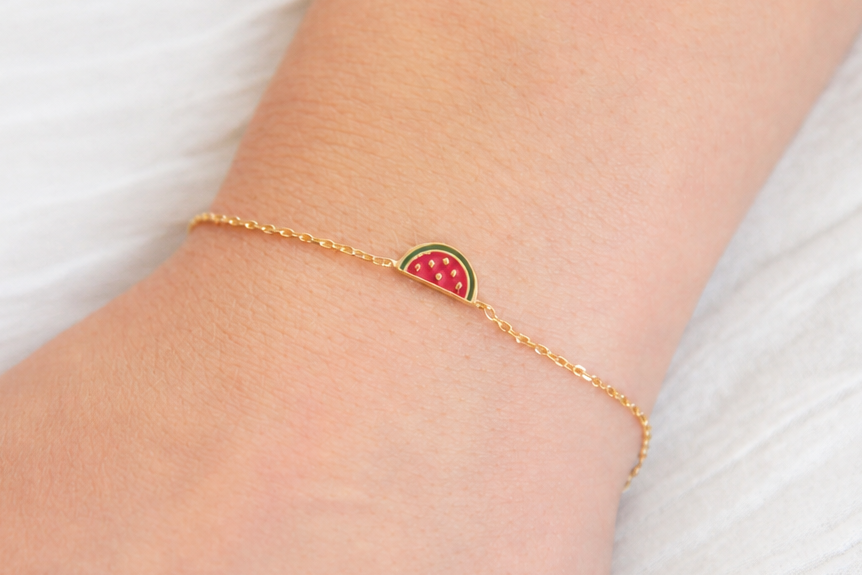 Bracelet pastèque plaqué or enfant