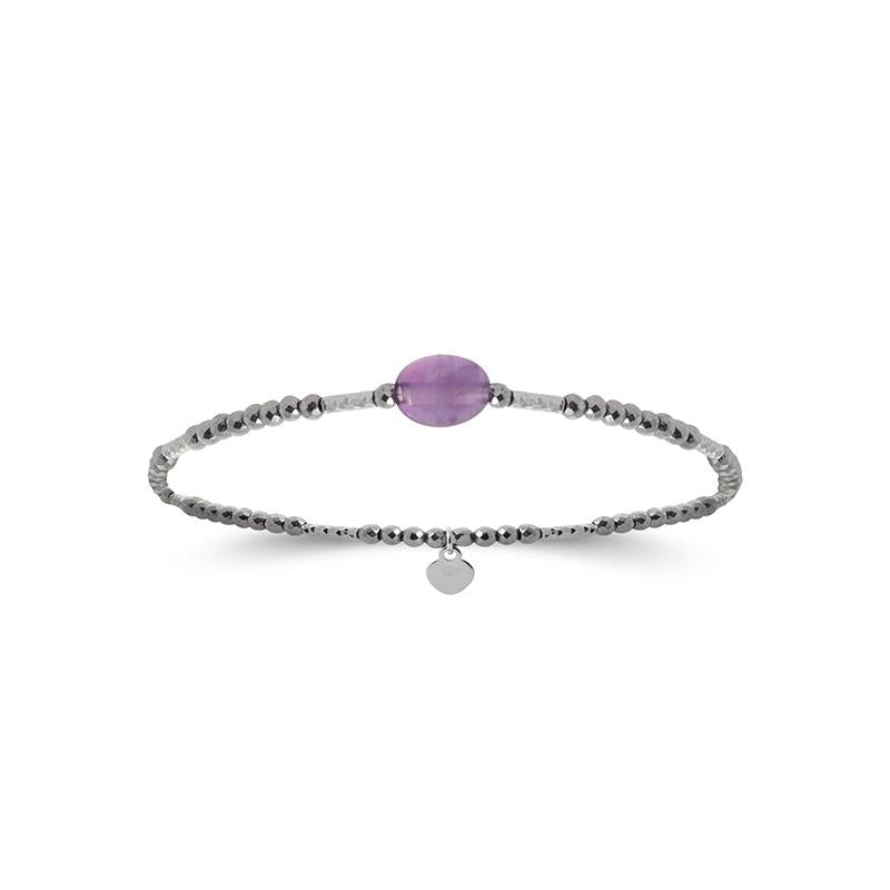 Bracelet perles d'argent et améthyste