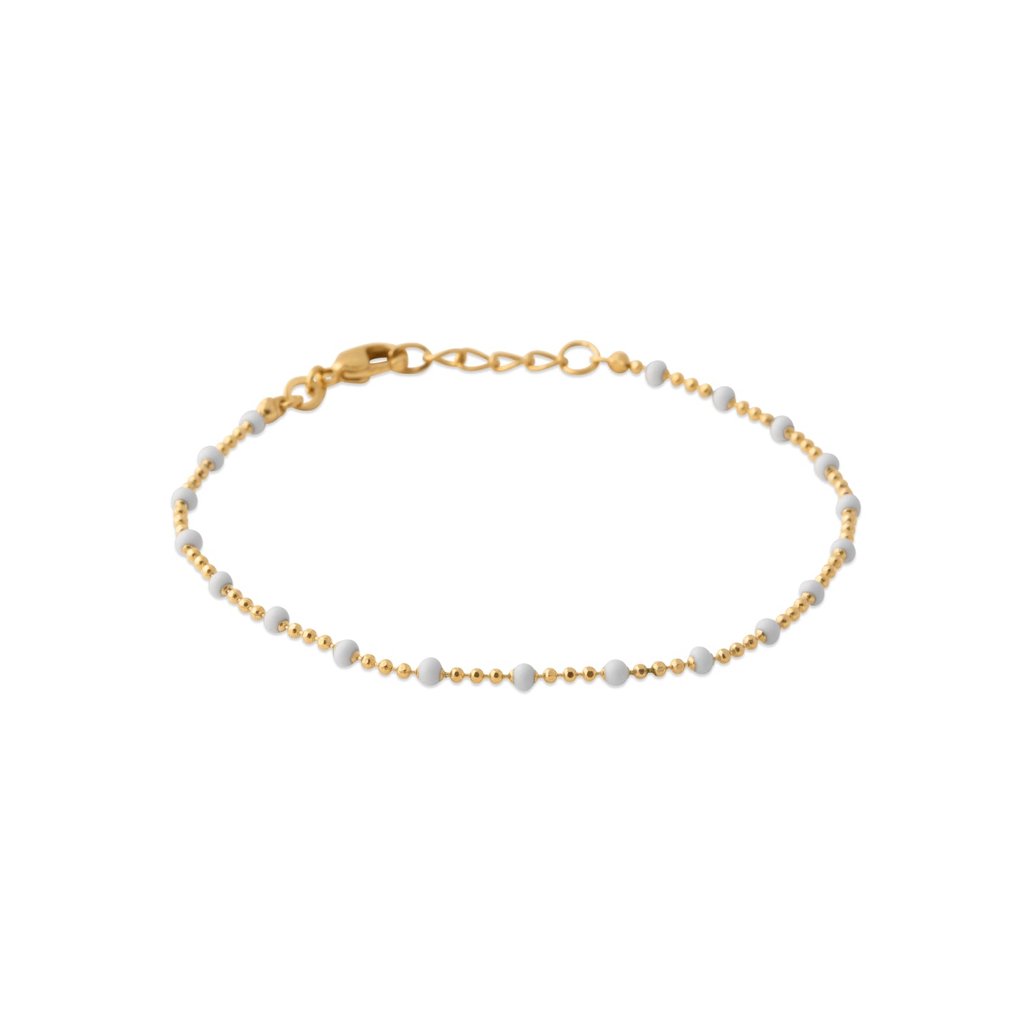 Bracelet boules blanches plaqué or