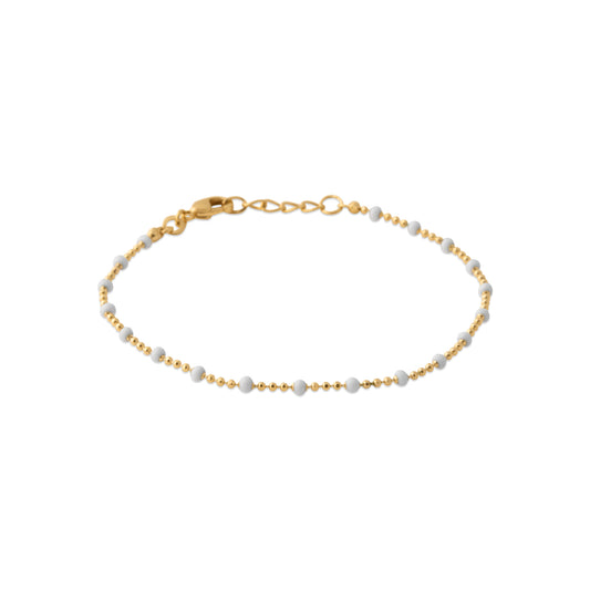 Bracelet boules blanches plaqué or
