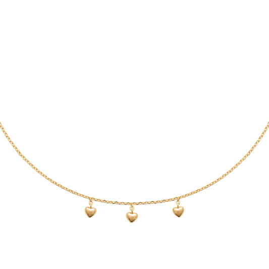 Collier trois cœurs en plaqué or 18 carats