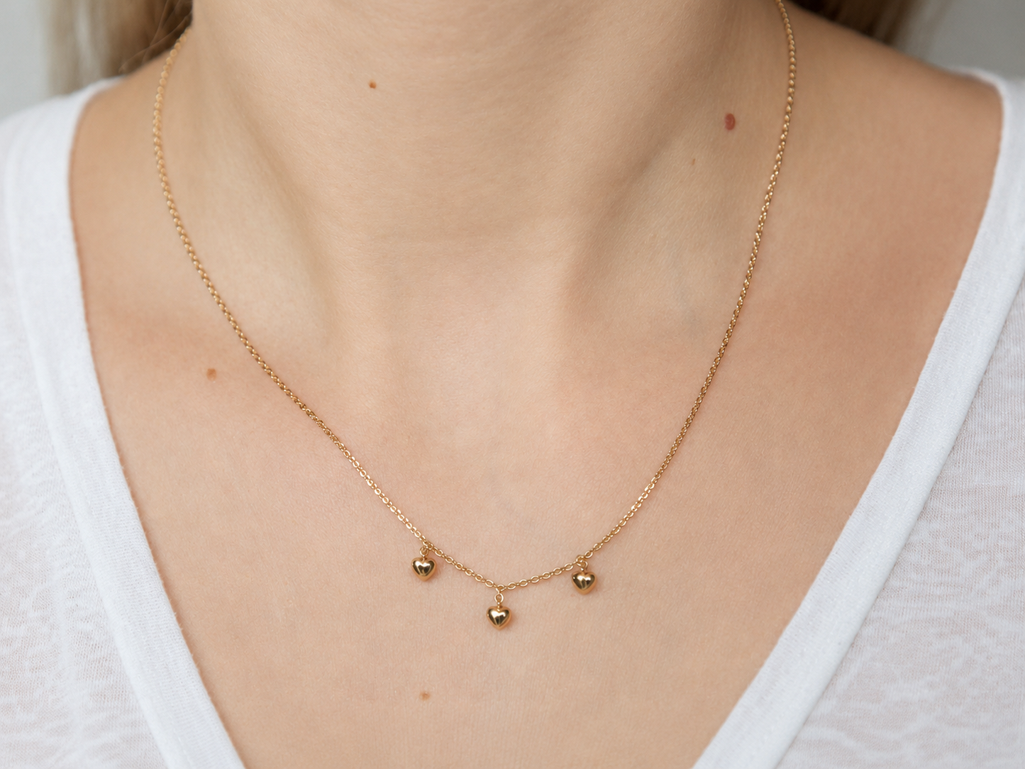 Collier trois cœurs en plaqué or 18 carats