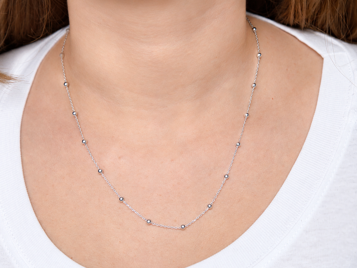 Collier Fin en Argent 925 avec Petites Boules – Élégance Minimaliste