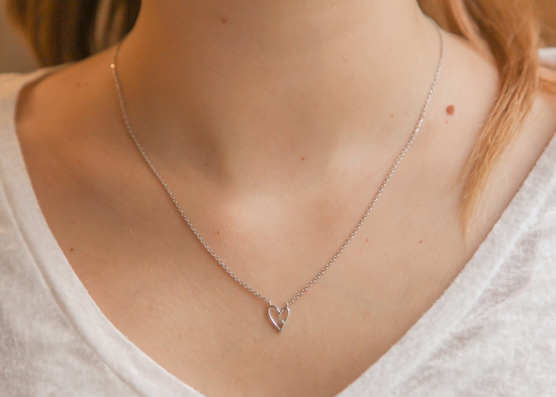 Collier en argent avec Pendentif Cœur et Oxyde de Zirconium