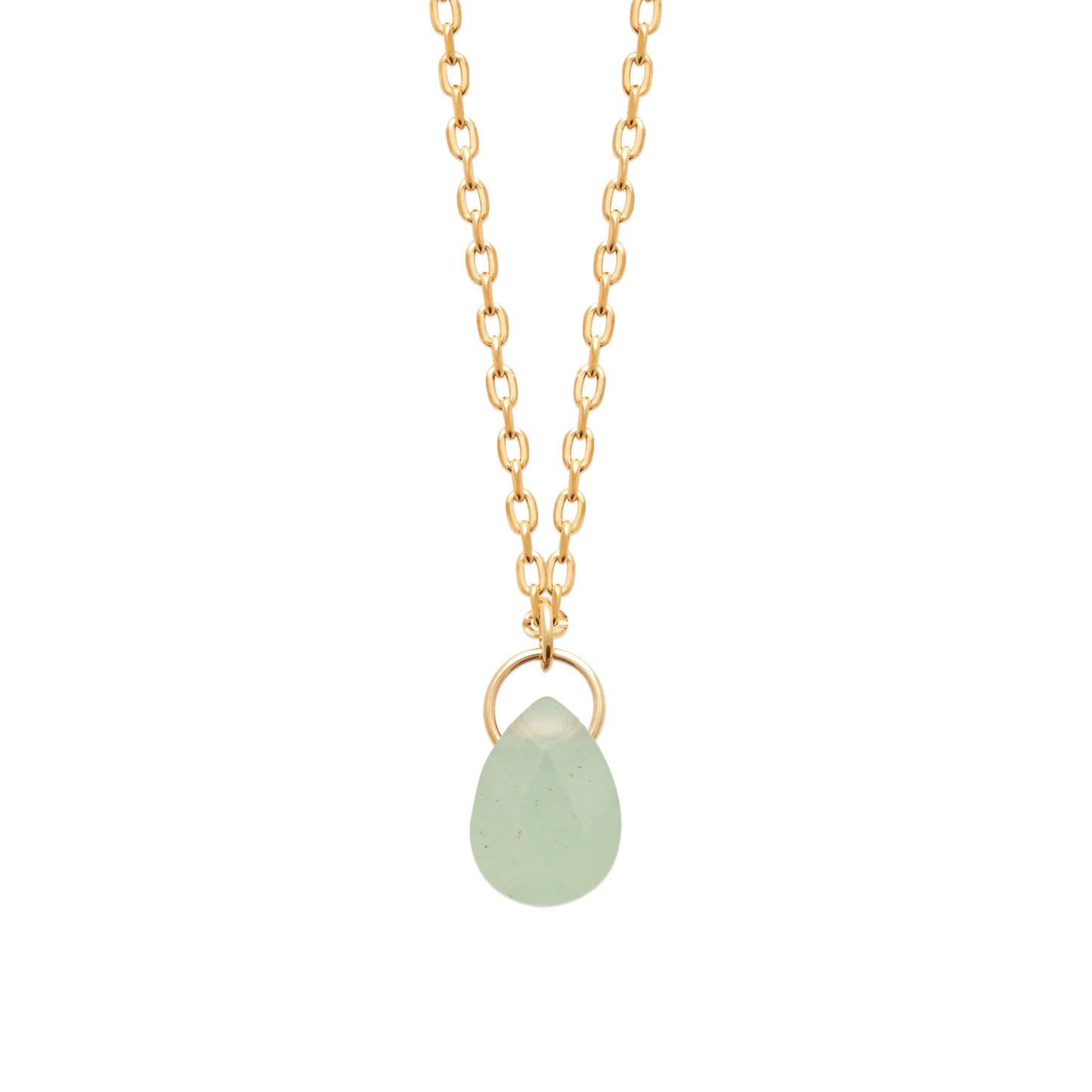 Collier Plaqué Or orné d'une pierre d'Aventurine verte