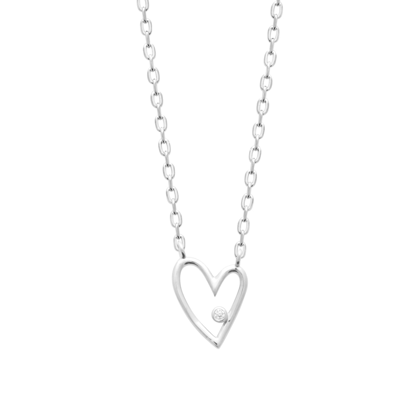 Collier en argent avec Pendentif Cœur et Oxyde de Zirconium