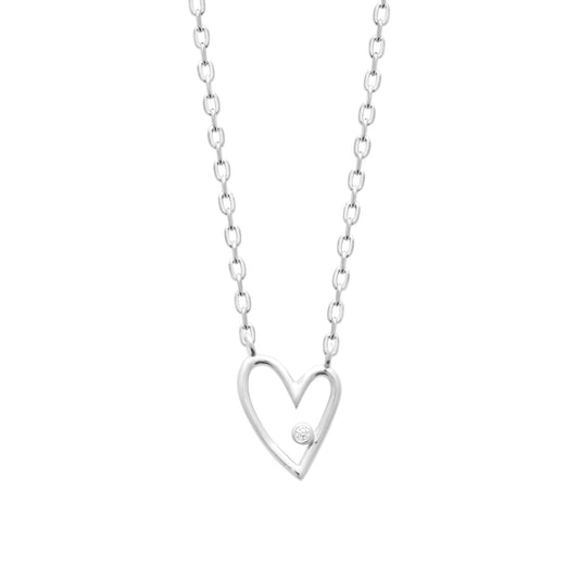Collier en argent avec Pendentif Cœur et Oxyde de Zirconium