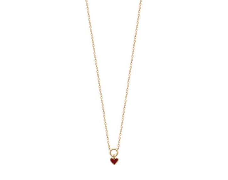 Collier petit coeur rouge plaqué or