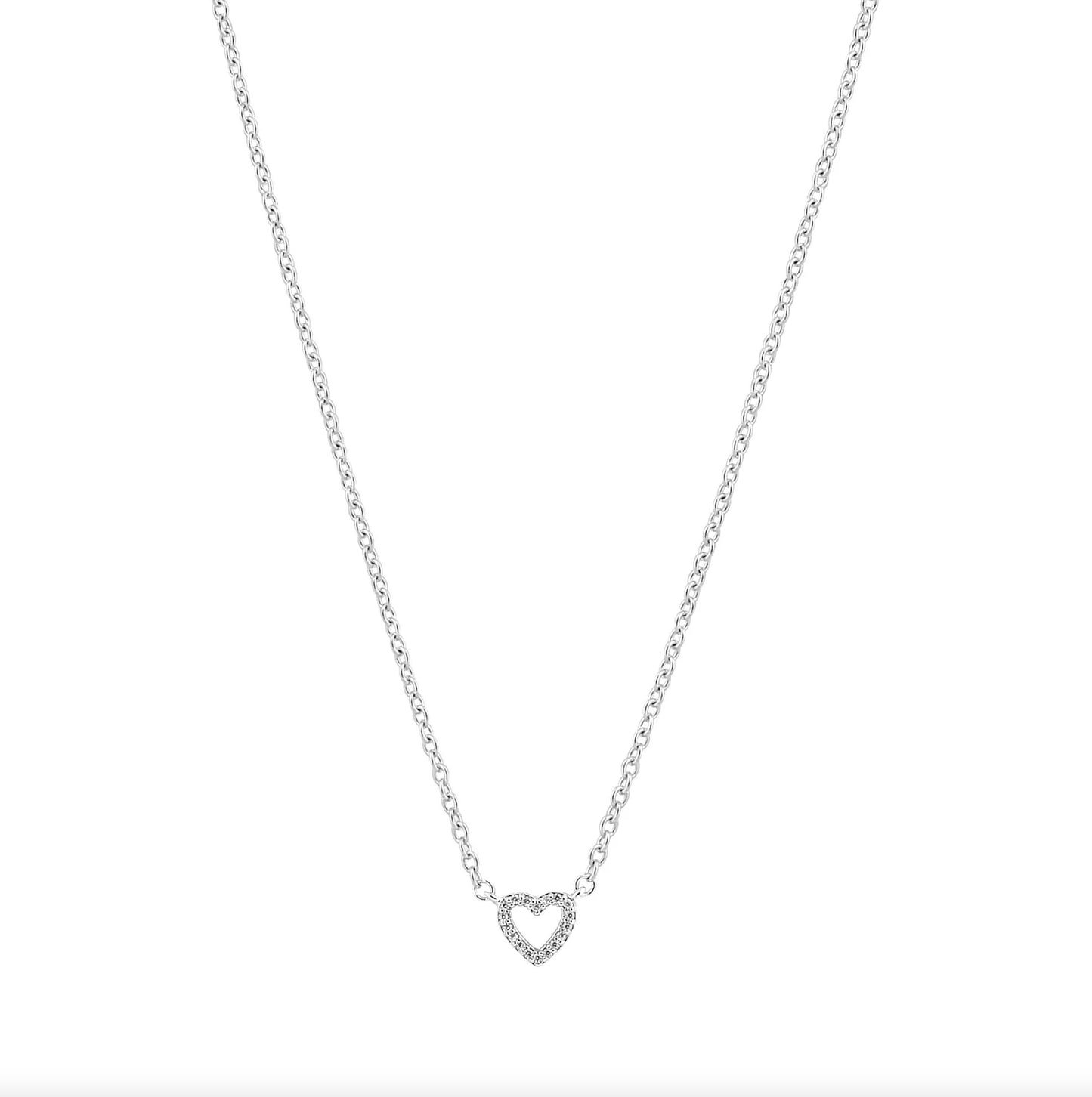 Collier coeur serti de strass en argent