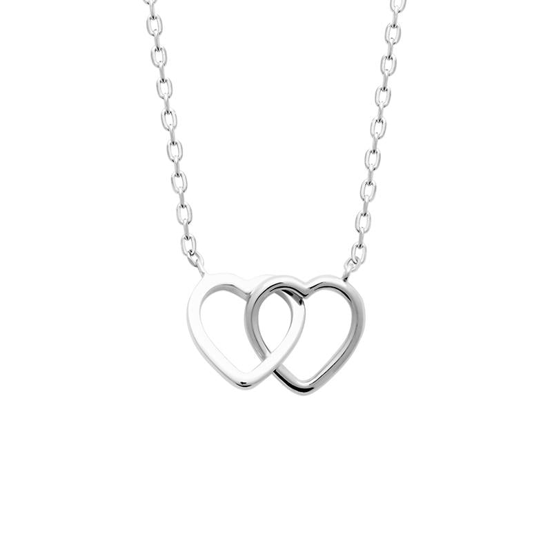 Collier 2 coeurs entrelacés en argent