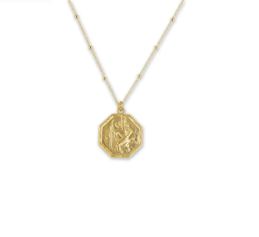 Collier médaille Saint Christophe plaqué or