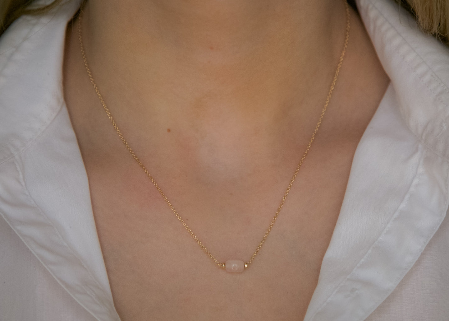 Collier quartz rose plaqué or 18 carats
