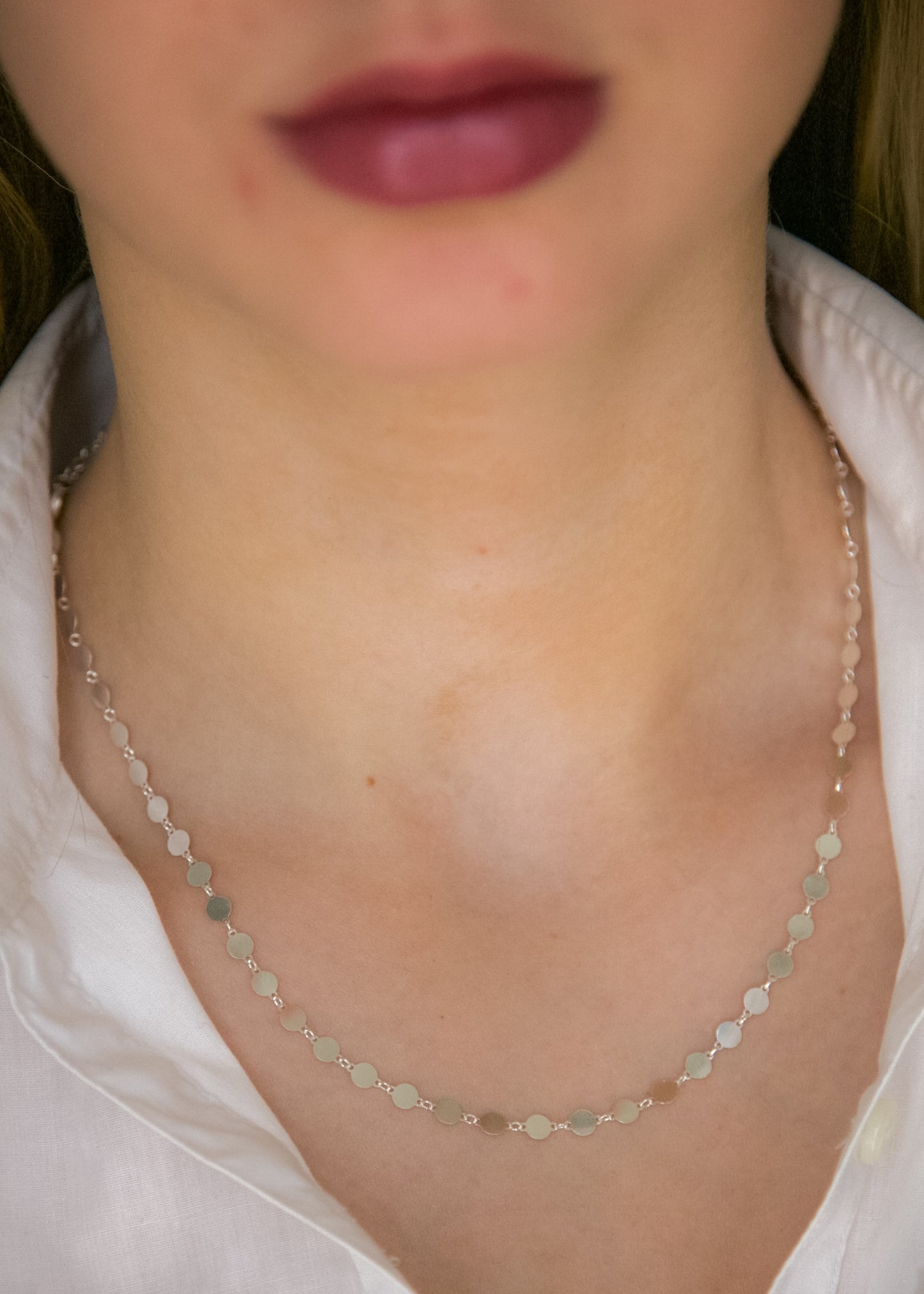 Collier pastilles en argent véritable