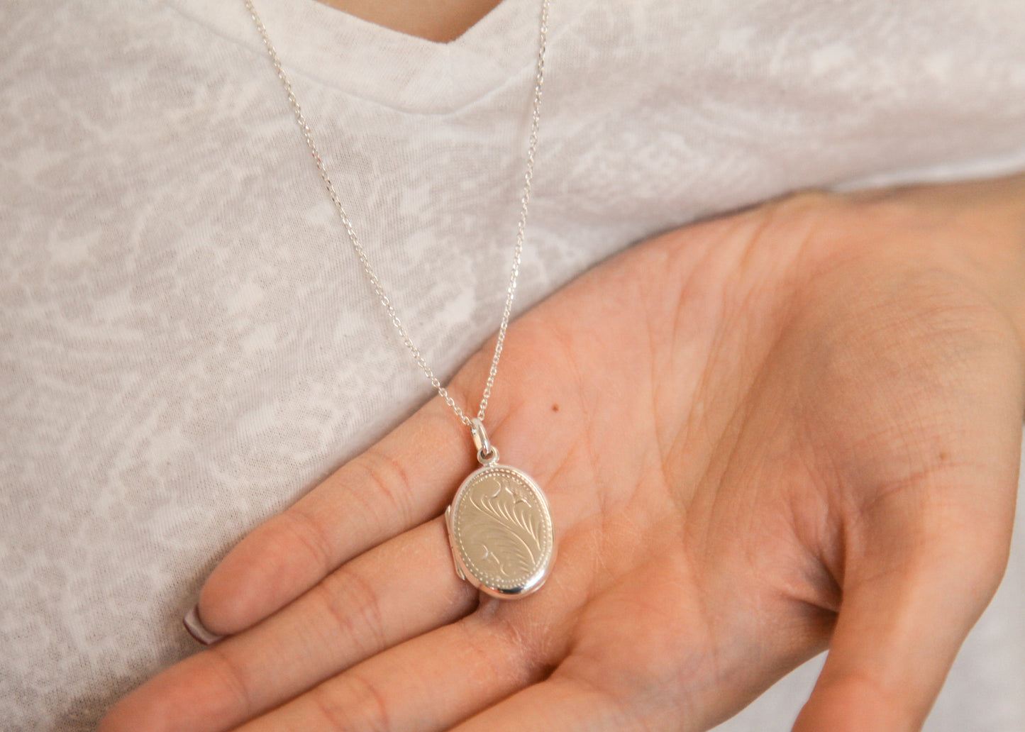 Sautoir pendentif porte-photo en argent