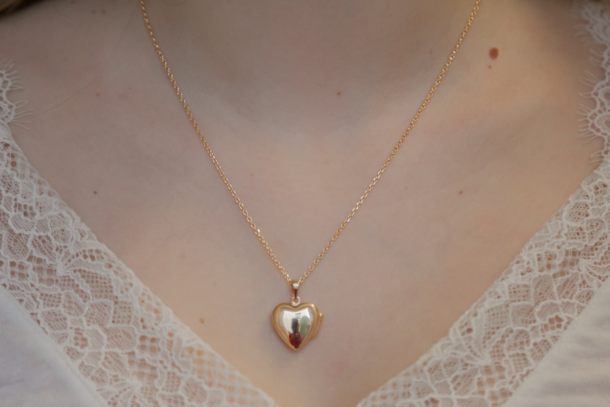 Collier pendentif porte-photo coeur plaqué or