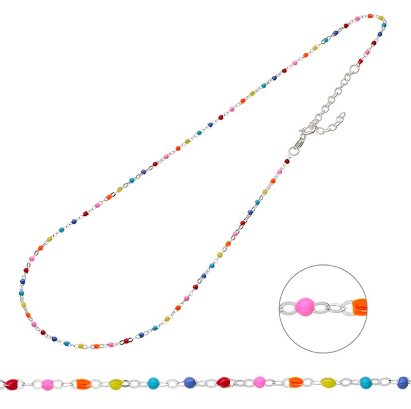 Collier argent 925 avec perles colorées