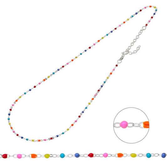 Collier argent 925 avec perles colorées