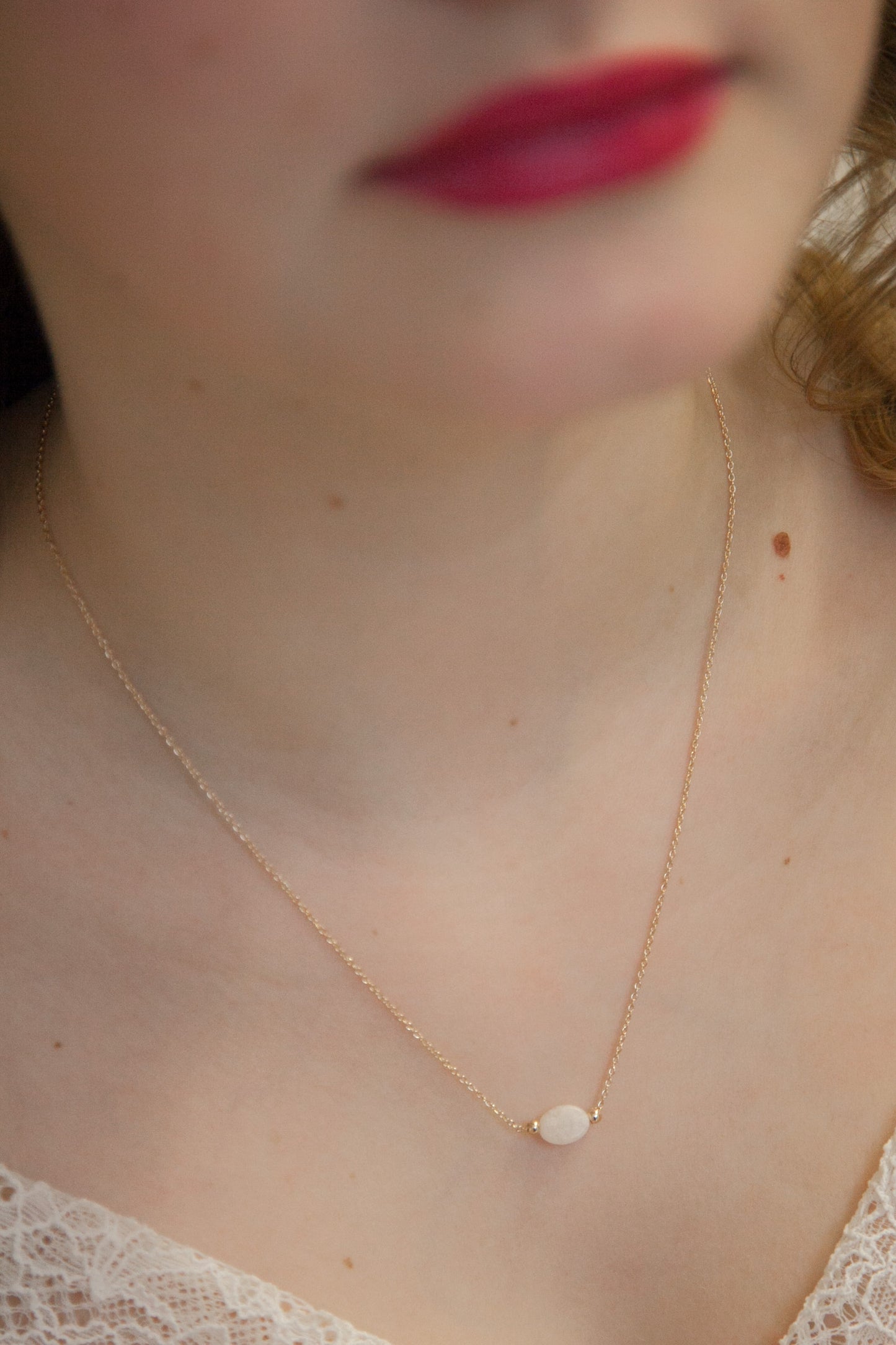 Collier pierre de lune plaqué or 18 carats