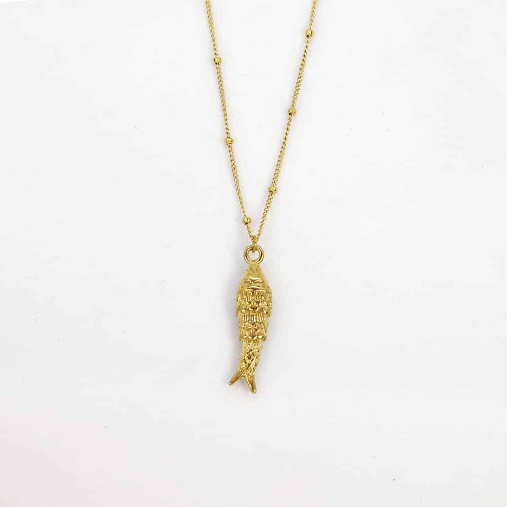 Collier Poisson en acier inoxydable doré