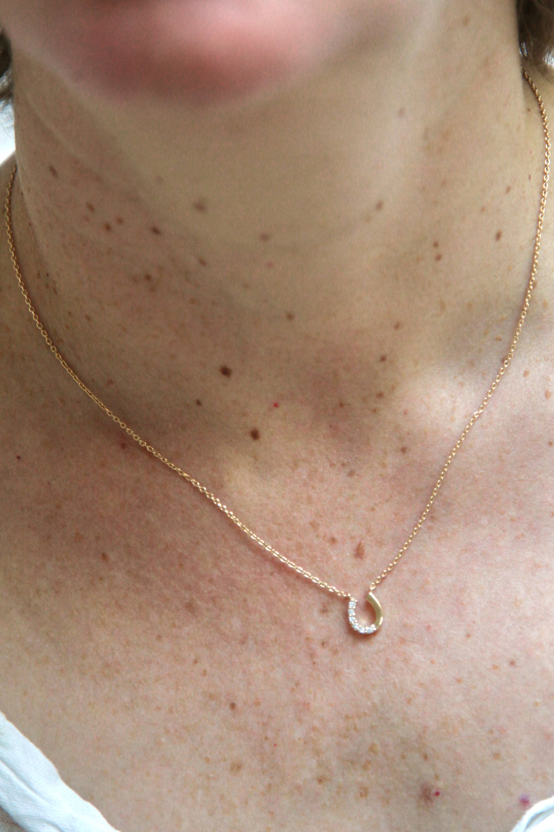 Collier fer à cheval serti de zircons plaqué or- Collier porte-bonheur