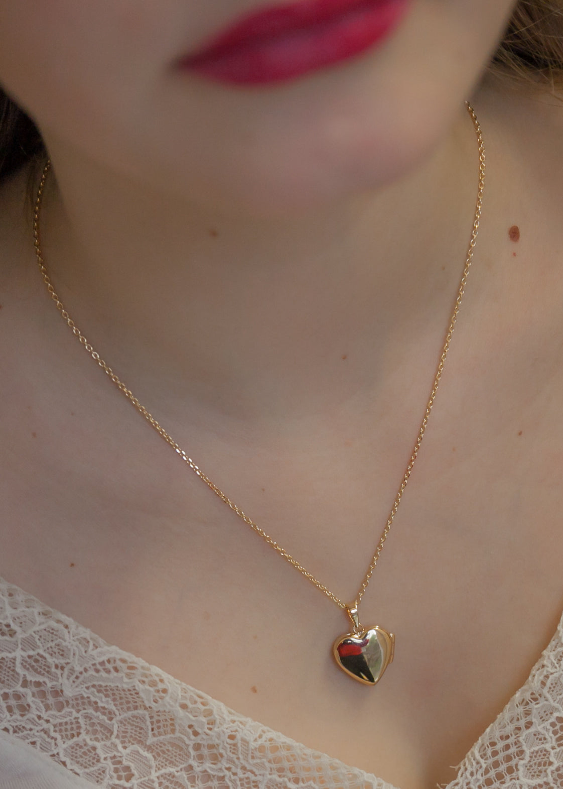 Collier pendentif porte-photo coeur plaqué or