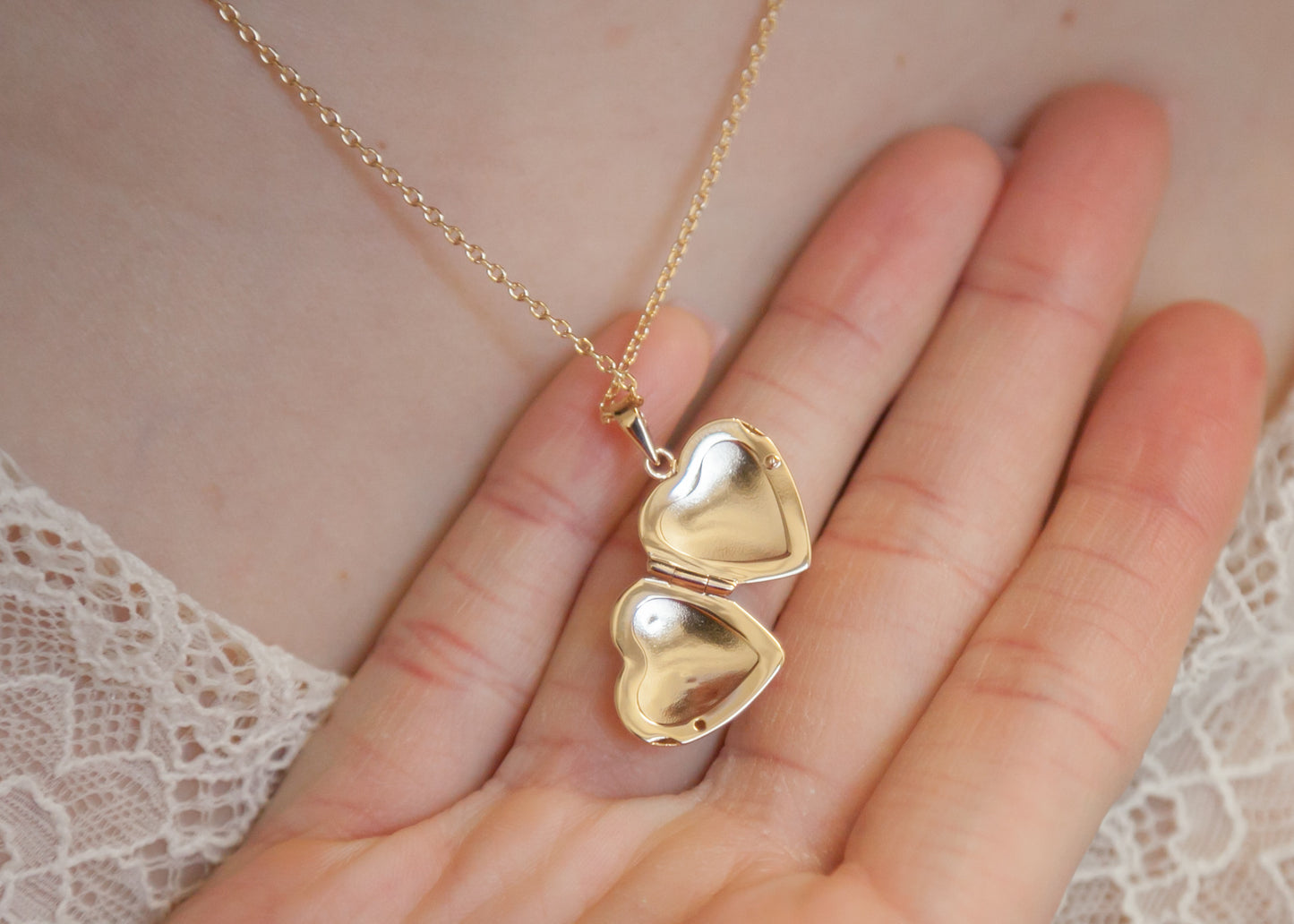 Collier pendentif porte-photo coeur plaqué or