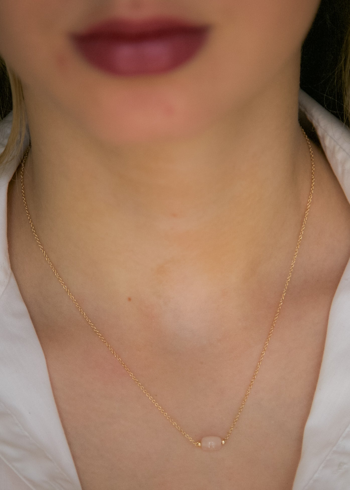 Collier quartz rose plaqué or 18 carats