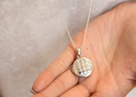 Collier pendentif porte-photo rond en argent