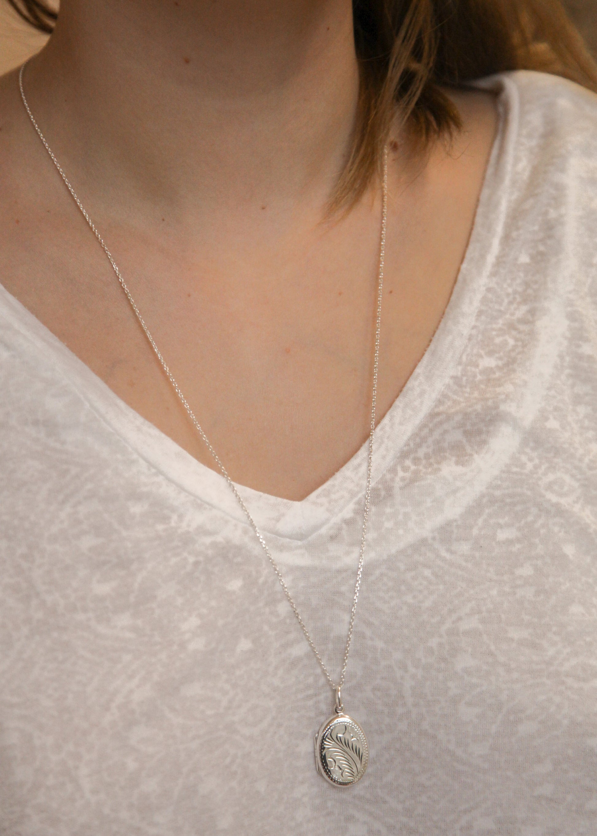 Sautoir pendentif porte-photo en argent