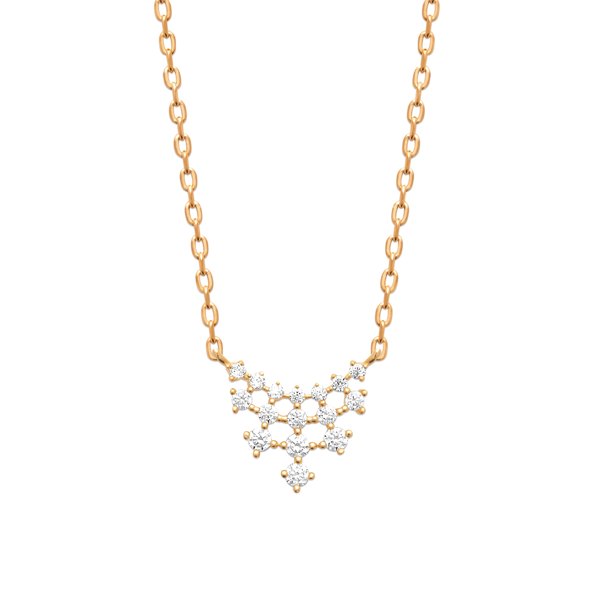 Collier fin serti de zircons plaqué or